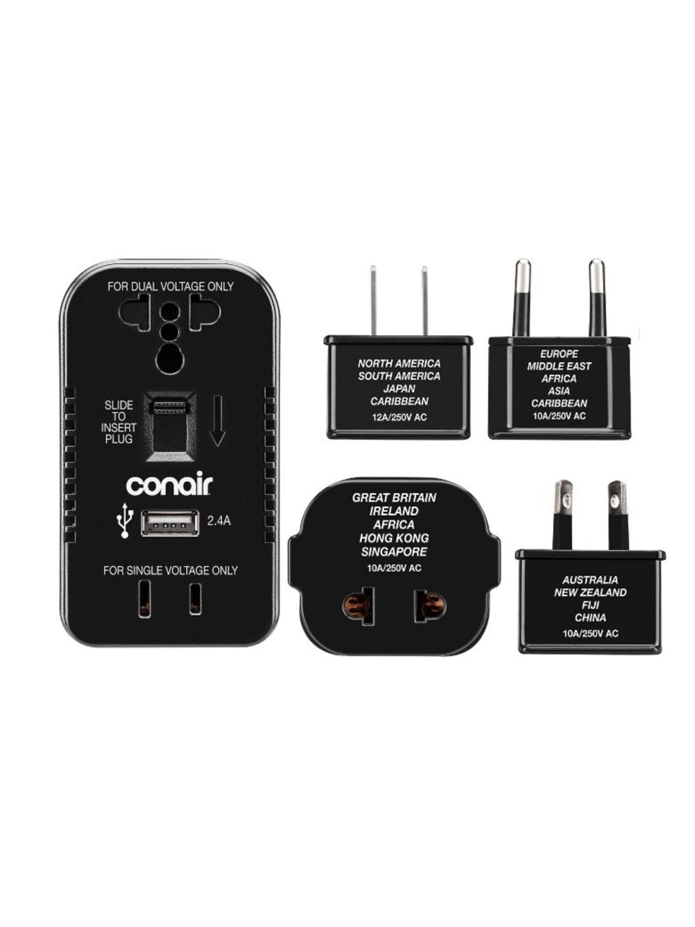 Travel Smart by Conair 2 Outlet Converter Set with USB Port